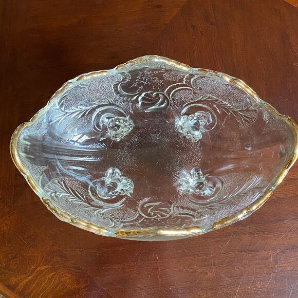Lombardi Fruit Bowl Scroll Floral Pattern Glassware by Jeanette - Picture 5 of 13